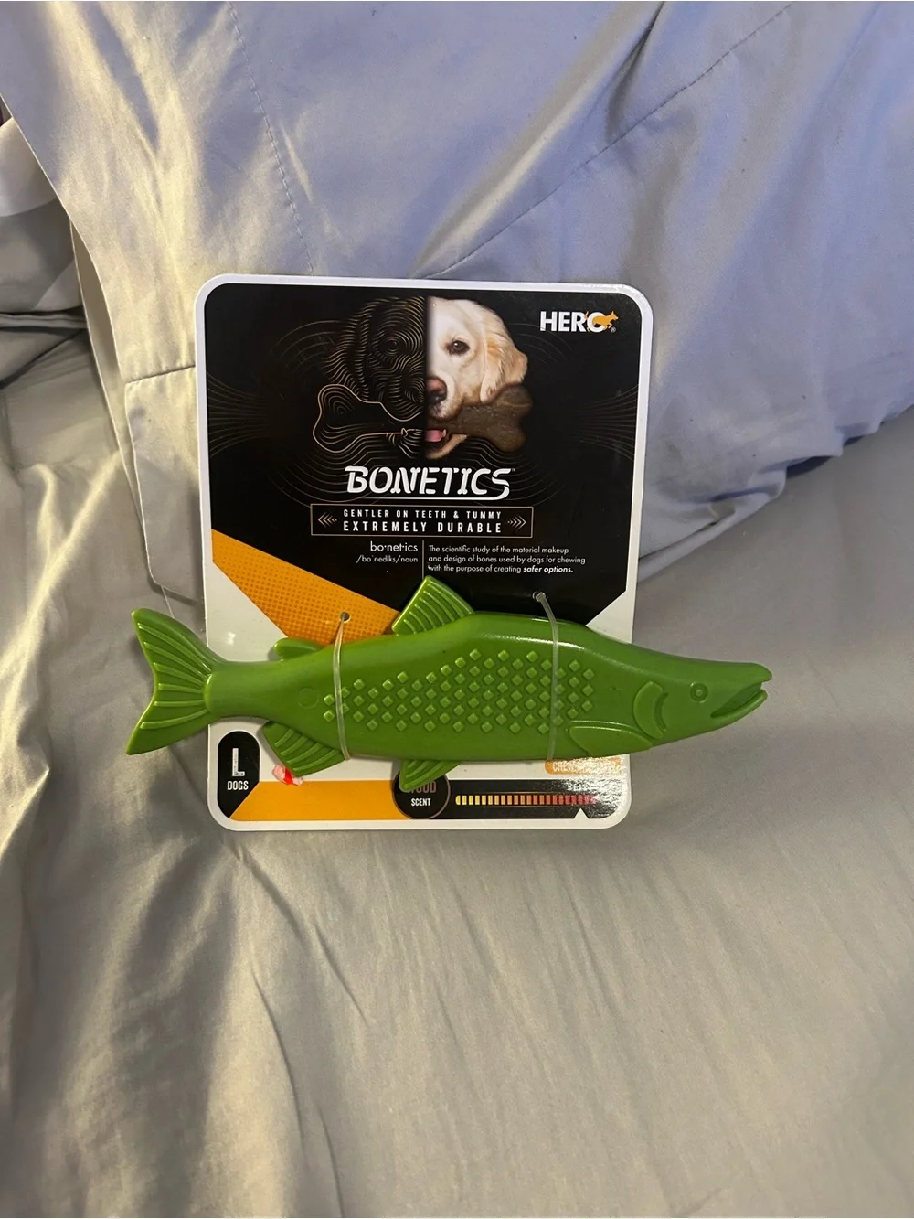 NWT Bonetics Green Fish Dog Chew Toy - Durable Large